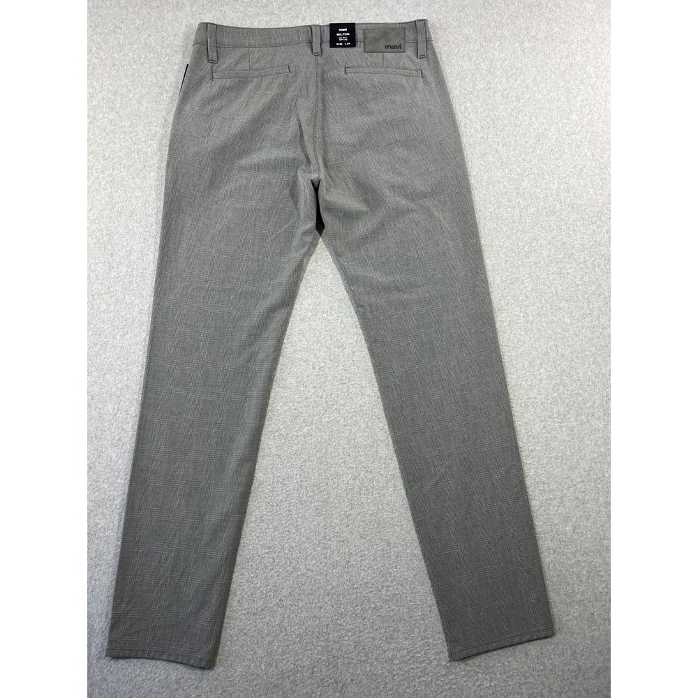 Mavi Milton Pants Mens 35x34 Grey Checked Mid Rise Slim Fit Straight Stretch - Picture 11 of 13